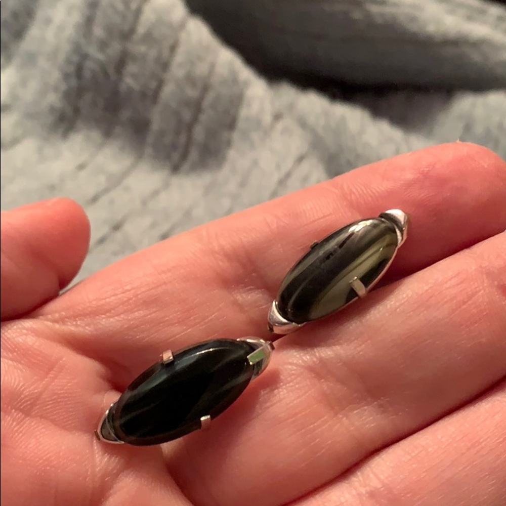 Swank Mid-century Modern Striped Agate Cufflinks
